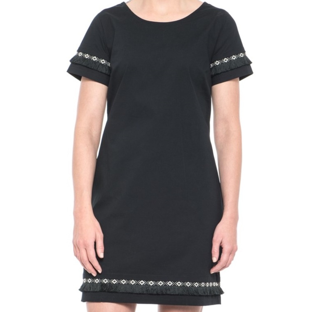 Coercion London NWOT Black Cotton Short-Sleeve Fringe Dress (4)